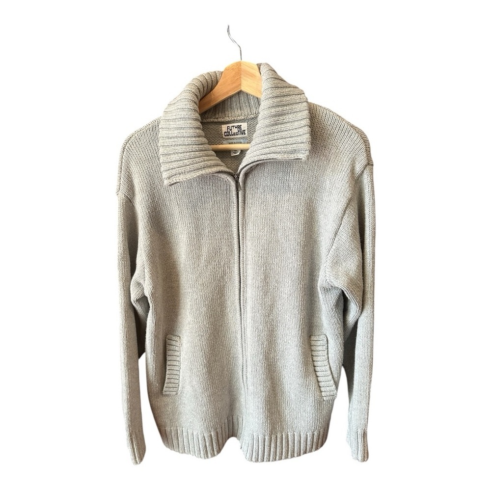 Future Collective Cozy Gray Zip-Up Cardigan Gray Cardigans Size L